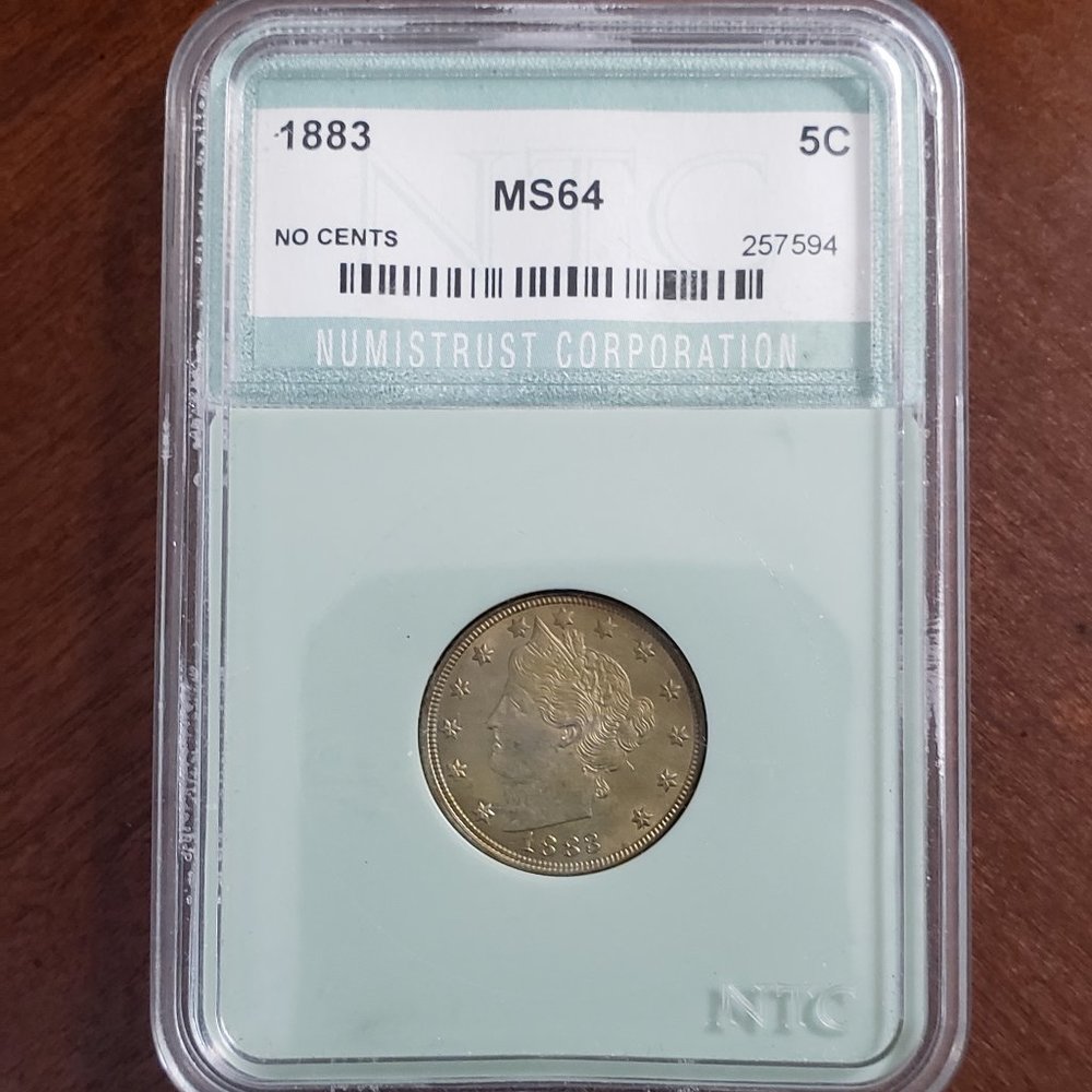 1883 NO CENTS Liberty Head Nickel 5C Graded MS64